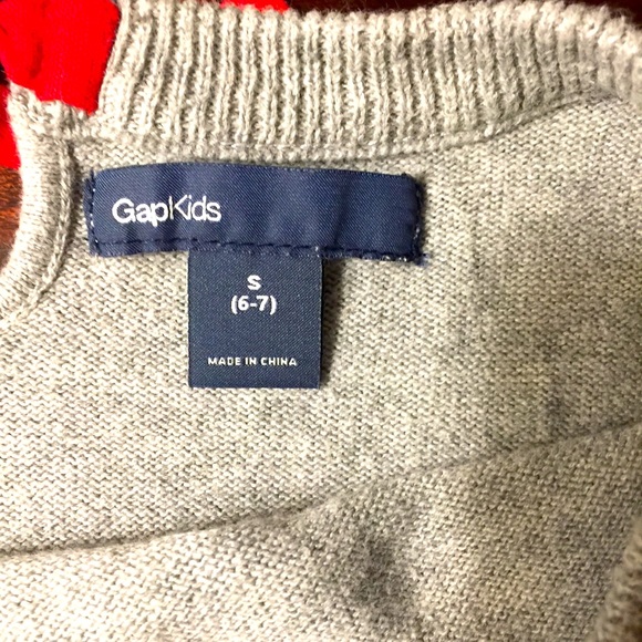 GAP  I❤️My 🐶Sweater red Tie S 6-7 - Picture 7 of 10